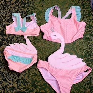 NWT 12m nautical ruffle swan Swim suit bathing tankini vacation easter summer 1p